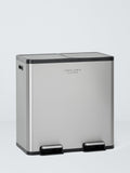 2 Section Recycling Bin With Handles 80L Brushed Stainless Steel