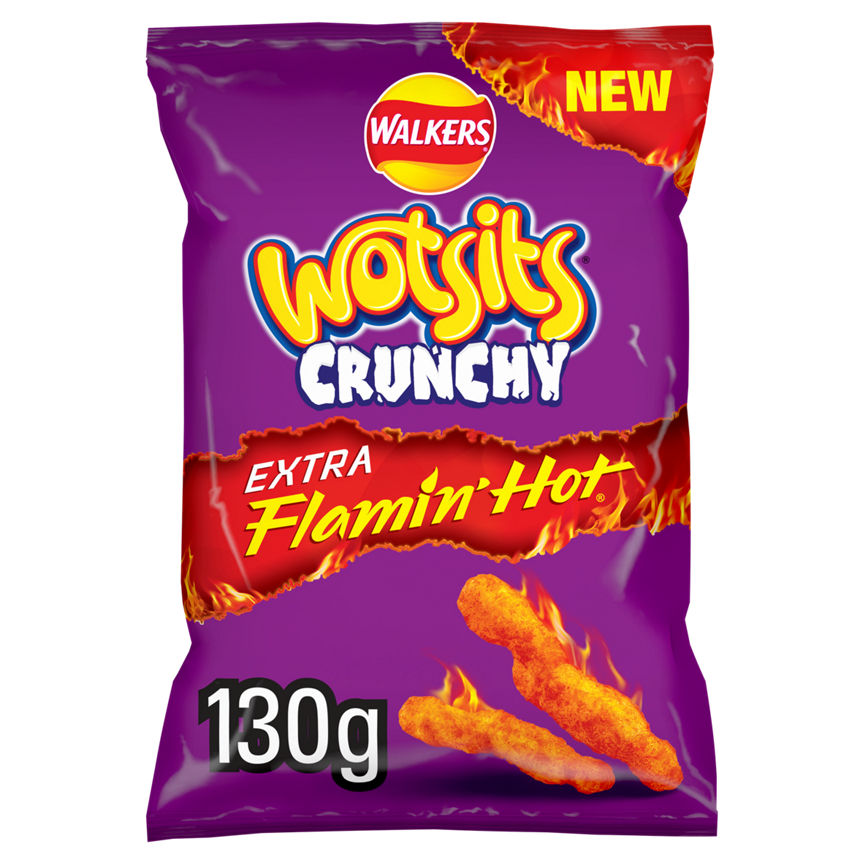 Walkers Wotsits Crunchy Extra Flamin' Hot Sharing Bag Crisps 130g GOODS ASDA