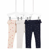 M&S Heart Cotton Leggings, 9-12 Months, Navy/Pink