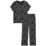 M&S Womens Cotton Rich Printed Pyjama Set, Black, XL