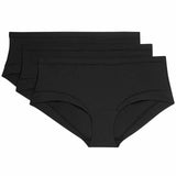 M&S Womens Flexifit Low Rise Knicker Shorts, 3 Pack, 10, Black
