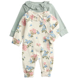 M&S Floral Frill Collar Sleepsuit, 0-3 M, Ivory