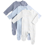 M&S Cotton Rich Ribbed Sleepsuits, 9-12 M, Blue