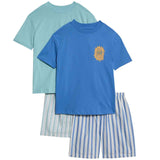 M&S Sun Patch Woven Stripe Shorties, 7-8 Years, Blue