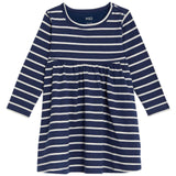 M&S Striped Long Sleeve Dress, 3-6 Months, Navy
