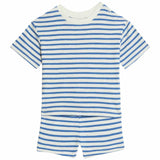 M&S Blue Striped Short Outfit, 9-12 Months, Blue