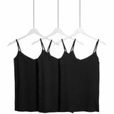 M&S Womens Cotton Rich Strappy Vests, 14, Black