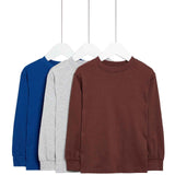 M&S Plain/Stripe Long Sleeve Tops, 6-7 Years, Blue