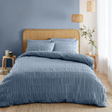 Catherine Lansfield Seersucker Double Duvet Set Lansfield Blue