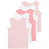 M&S Girls Pure Cotton Heart Print Vests, 5-6 Years, Pink Mix