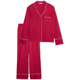 M&S Womens Cotton Modal Revere Pyjama Set, M, Red