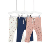 M&S Cotton Floral Draw Cord Leggings, 3 Pack, 0-3 Months