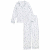 M&S Womens Cotton Modal Printed Pyjama Set, Size Medium, White Mix