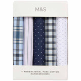 M&S Mens Pure Cotton Patterned Handkerchiefs, Blue