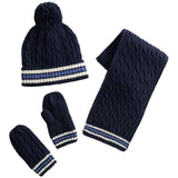M&S Kids Cable Hat Scarf and Mittens Set, 6-13 Years, Navy
