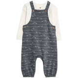 M&S Dino Jersey Dungarees with T-shirt, 3-6 Months, Carbon