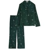 M&S Womens Dream Satin Cocktail Print Pyjama Set, 18, Light Green