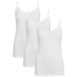 M&S Womens Cotton Rich Strappy Vests, 3 Pack, 12, White