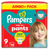 Pampers Baby Dry Nappy Pants Size 9, 19kg+ x40