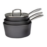Habitat 3 Piece Hard Anodised Aluminium Saucepan Set