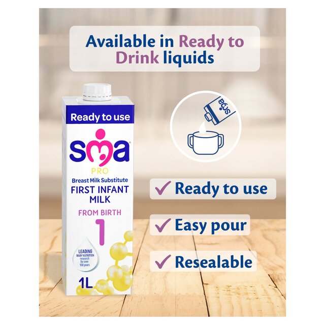 SMA Pro 1 First Infant Milk Ready to Use From Birth 1L - McGrocer