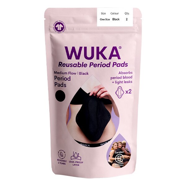 Wuka Reusable Pads Medium Flow, Pack Of 2 With Wash Bag GOODS Superdrug