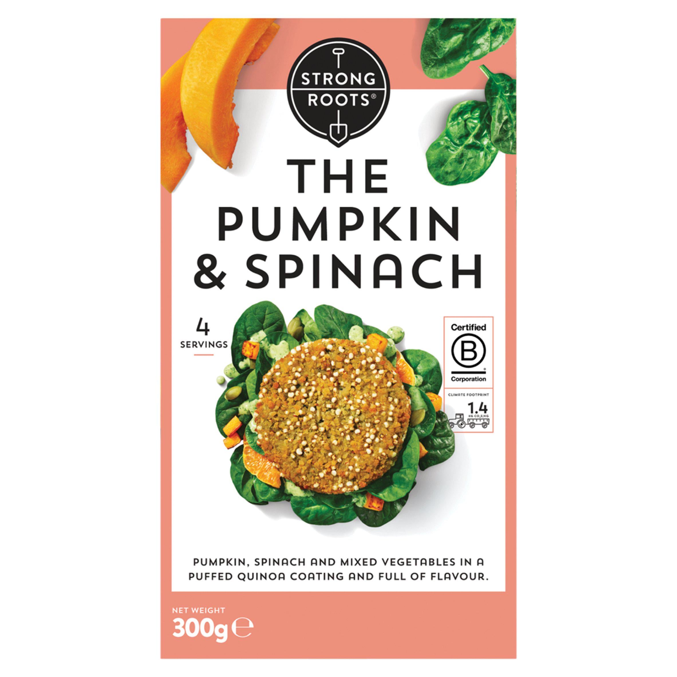 Strong Roots the Pumpkin & Spinach Burger x4 300g GOODS Sainsburys