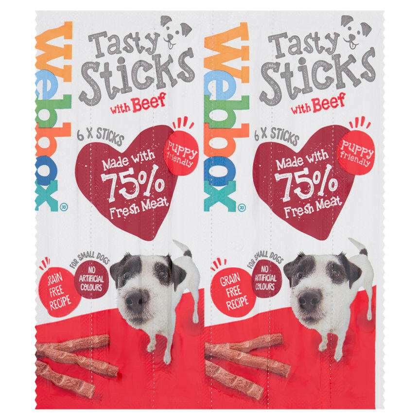 Webbox Dogs Delight with Beef Tasty Sticks Dog Treats 6 Pack Dog Food & Accessories ASDA