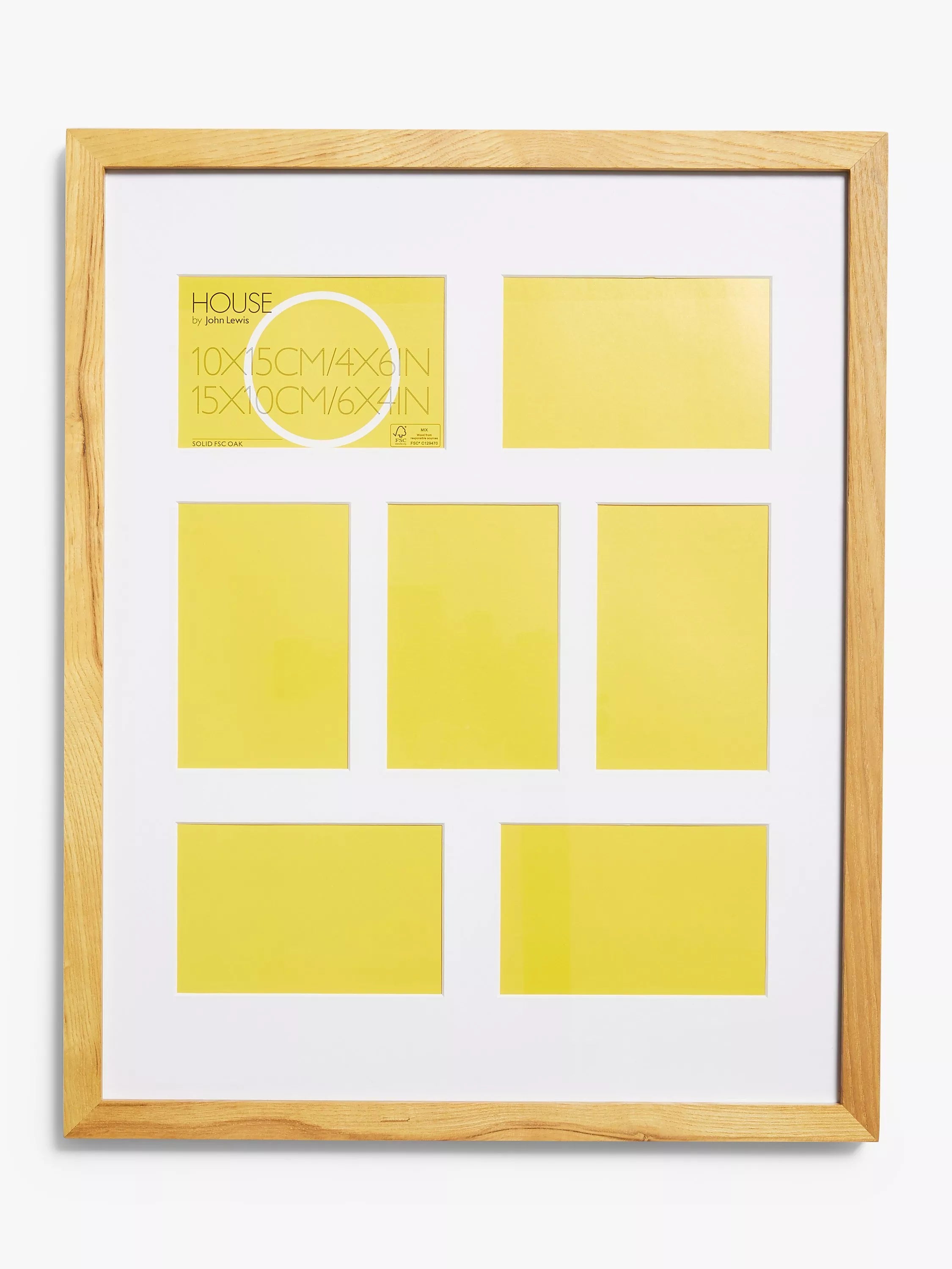 John Lewis Photo Frame & Mount, 7 Photo, 4 x 6" (10 x 15cm), FSC-Certified (Oak) - McGrocer