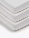 John Lewis ANYDAY Cotton Fitted Cot Sheet, Pack of 3, 60 x 120cm, White - McGrocer