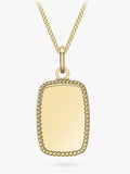 IBB Personalised 9ct Gold Dot Edge Rectangle Pendant Necklace, Gold - McGrocer