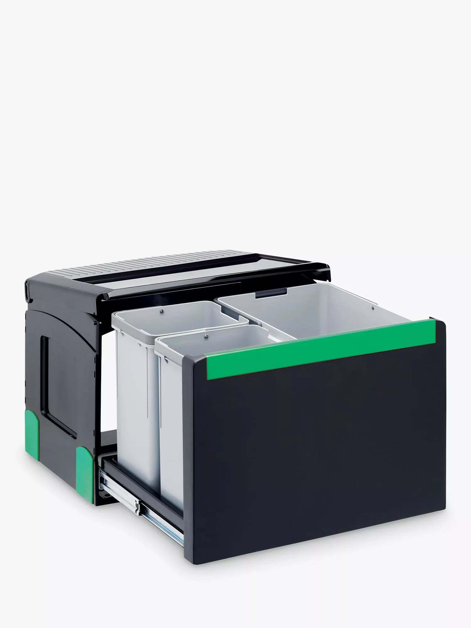 Carron Phoenix Linea 332 Under Counter 3 Section Pull-Out Kitchen Waste Bin, 32L - McGrocer