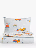 John Lewis Construction Print Reversible Pure Cotton Duvet Cover and Pillowcase Set, Cotbed (120 x 140cm) - McGrocer