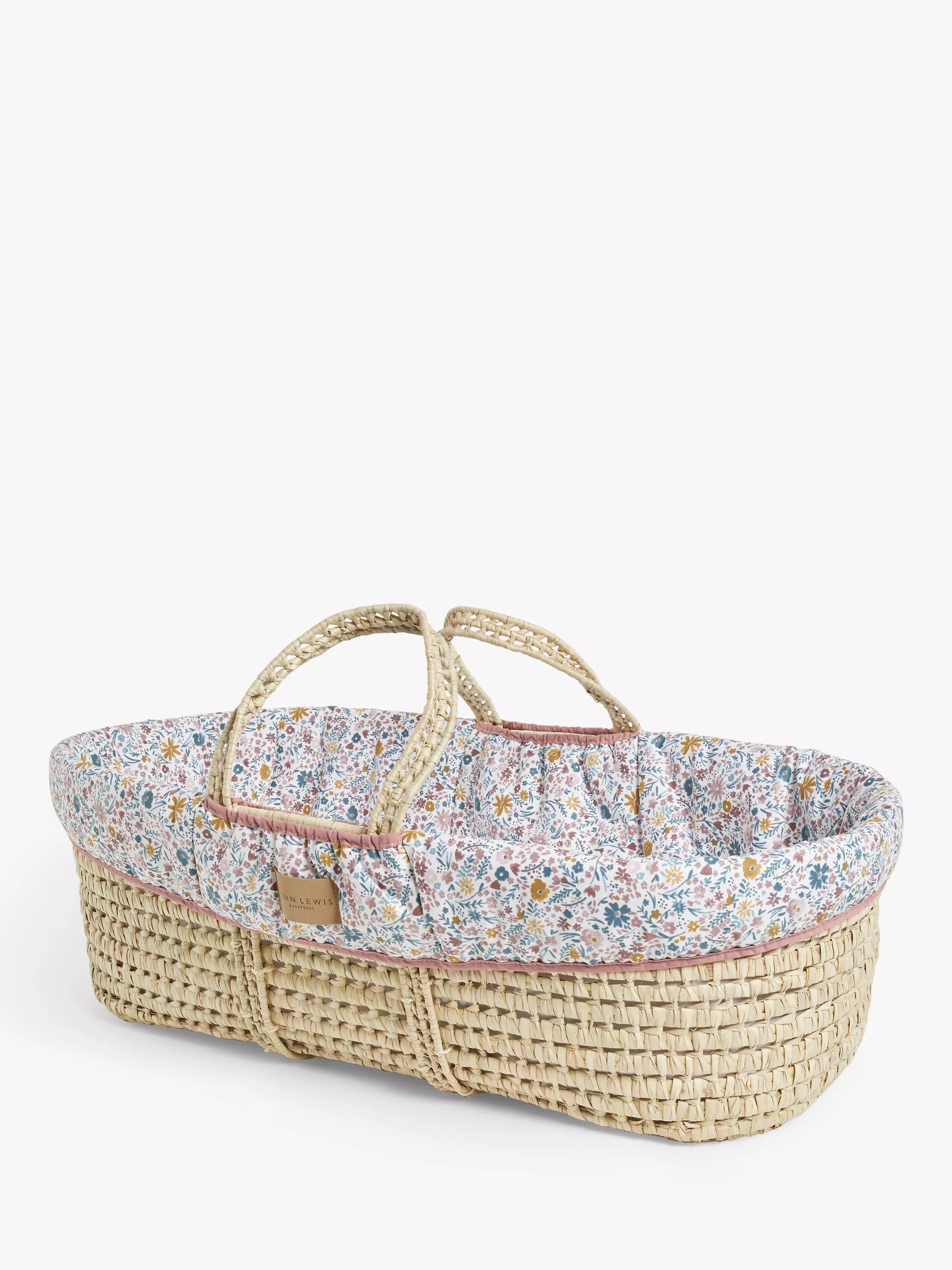 John Lewis Prairie Floral Print Moses Basket, Brown/Multi - McGrocer