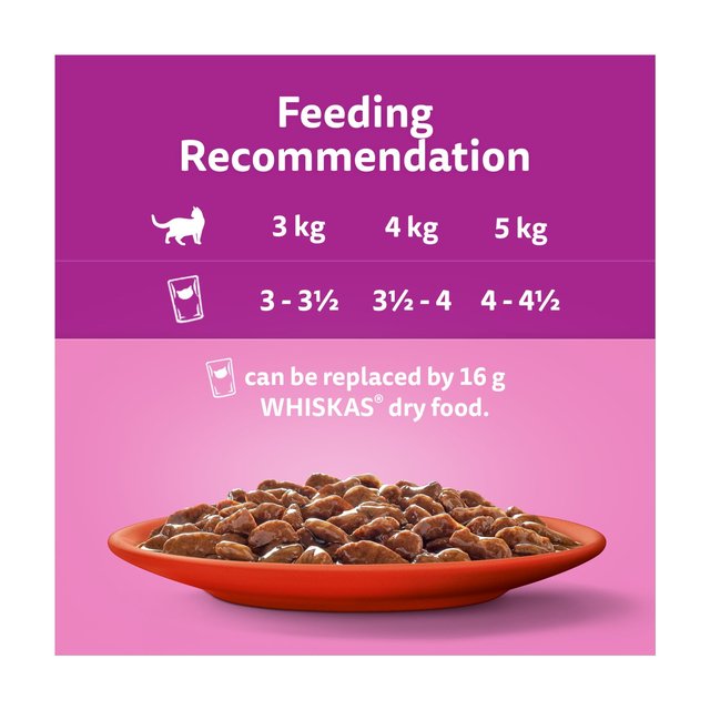 Whiskas 1+ Adult Wet Cat Food Pouches Meaty Meals in Gravy 12 x 85g GOODS M&S