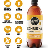 Remedy Kombucha Ginger Lemon 4 x 330ml - McGrocer