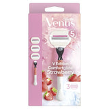 Venus Edition Comfortglide Strawberry Razor Handle +3 Blades GOODS Superdrug