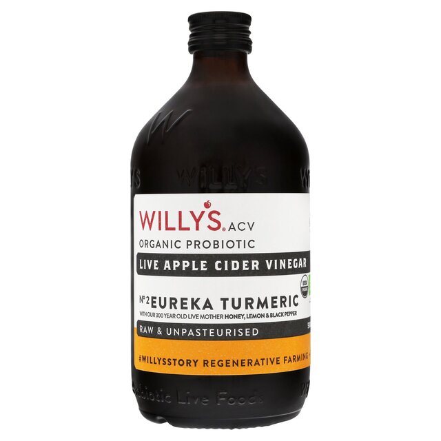 Willy's Organic Live Turmeric Apple Cider Vinegar with 'The Mother' 500ml - McGrocer