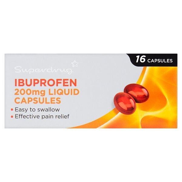 Superdrug Ibuprofen Liquid 16 Capsules 200mg GOODS Superdrug