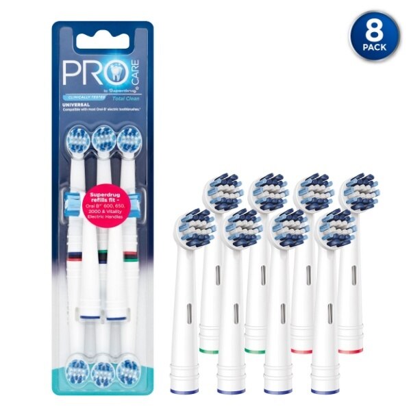 Superdrug ProCare Total Clean Toothbrush Heads x8 GOODS Superdrug