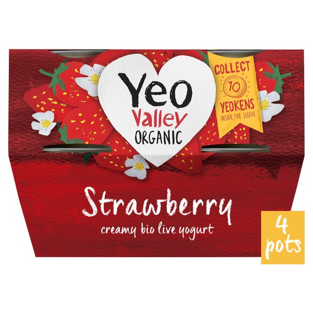 Yeo Valley Organic Strawberry Yoghurt Pots   4 x 110g GOODS M&S