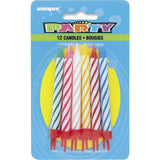 Striped Birthday Candles In Holders 12 per pack GOODS M&S