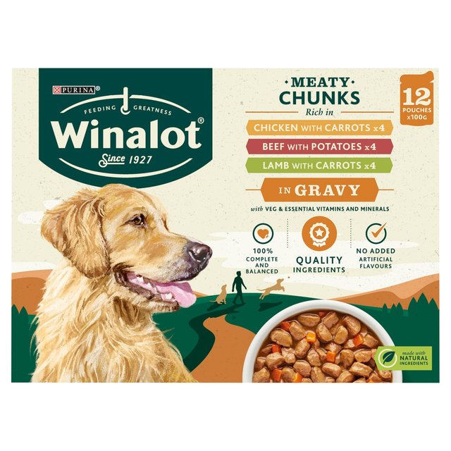 Winalot Meaty Chunks Mixed in Gravy Wet Dog Food   12 x 100g GOODS M&S