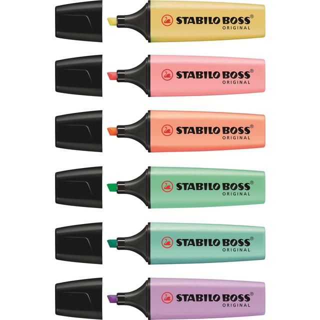 STABILO BOSS ORIGINAL Pastel Highlighter wallet of 4 assorted colours    4 per pack GOODS M&S