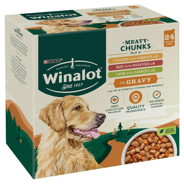 Winalot Meaty Chunks Mixed in Gravy Wet Dog Food 24 x 100g GOODS M&S