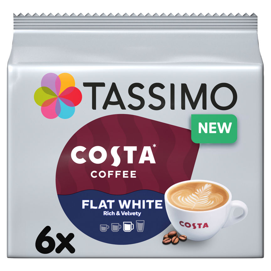 Tassimo Costa Flat White Coffee Pods x6 GOODS ASDA