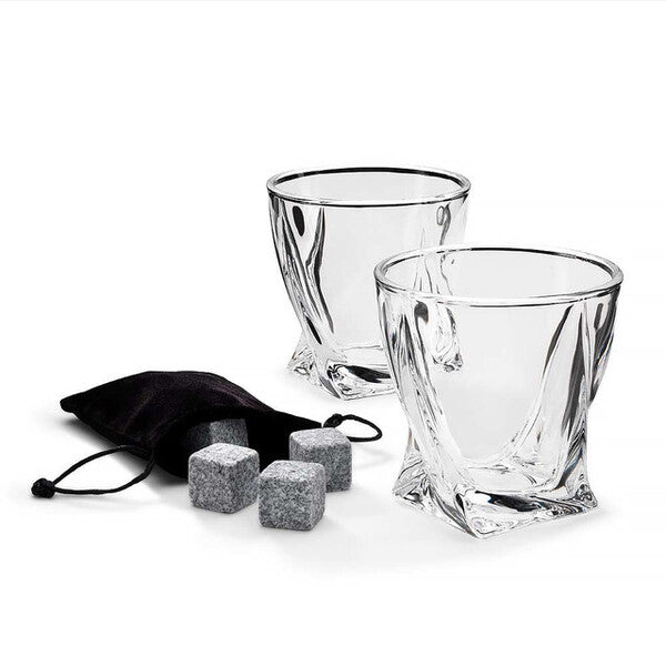 Twisted Glass set of 2 with Ice Stones GOODS Superdrug