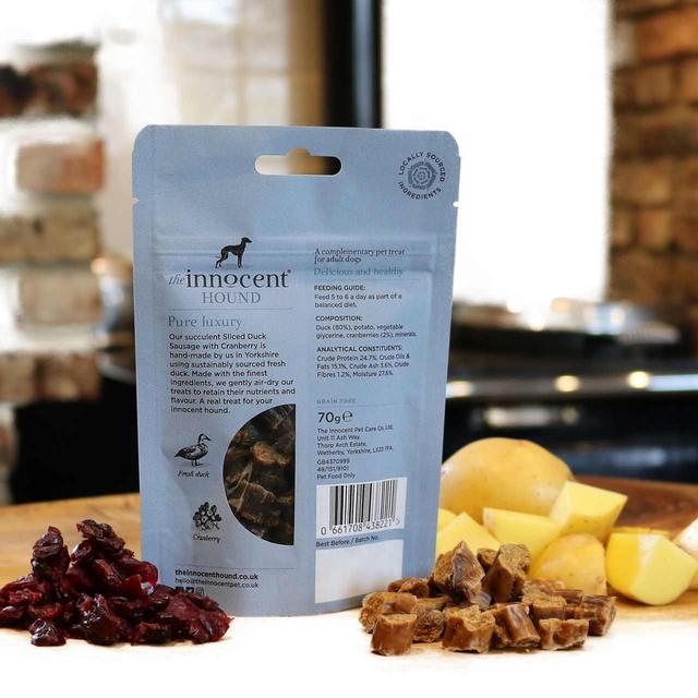 The Innocent Hound Sliced Duck Sausage with Cranberry Dog Treats 70g GOODS M&S