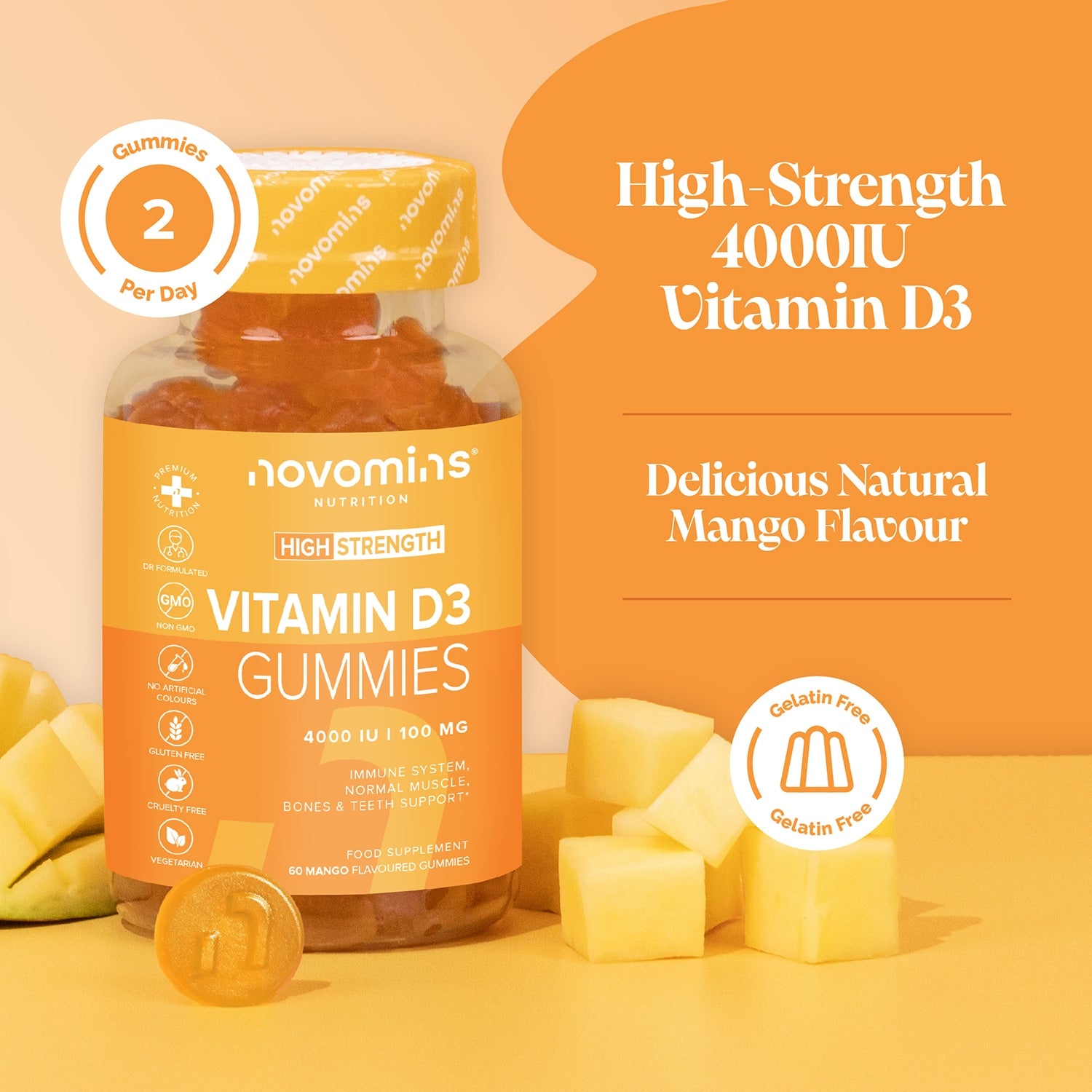 Novomins Vitamin D3 4000IU 60 Gummies - 998706