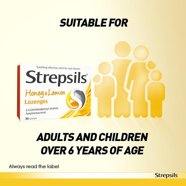 Strepsils Honey & Lemon Lozenges for Sore Throat 36 per pack GOODS M&S